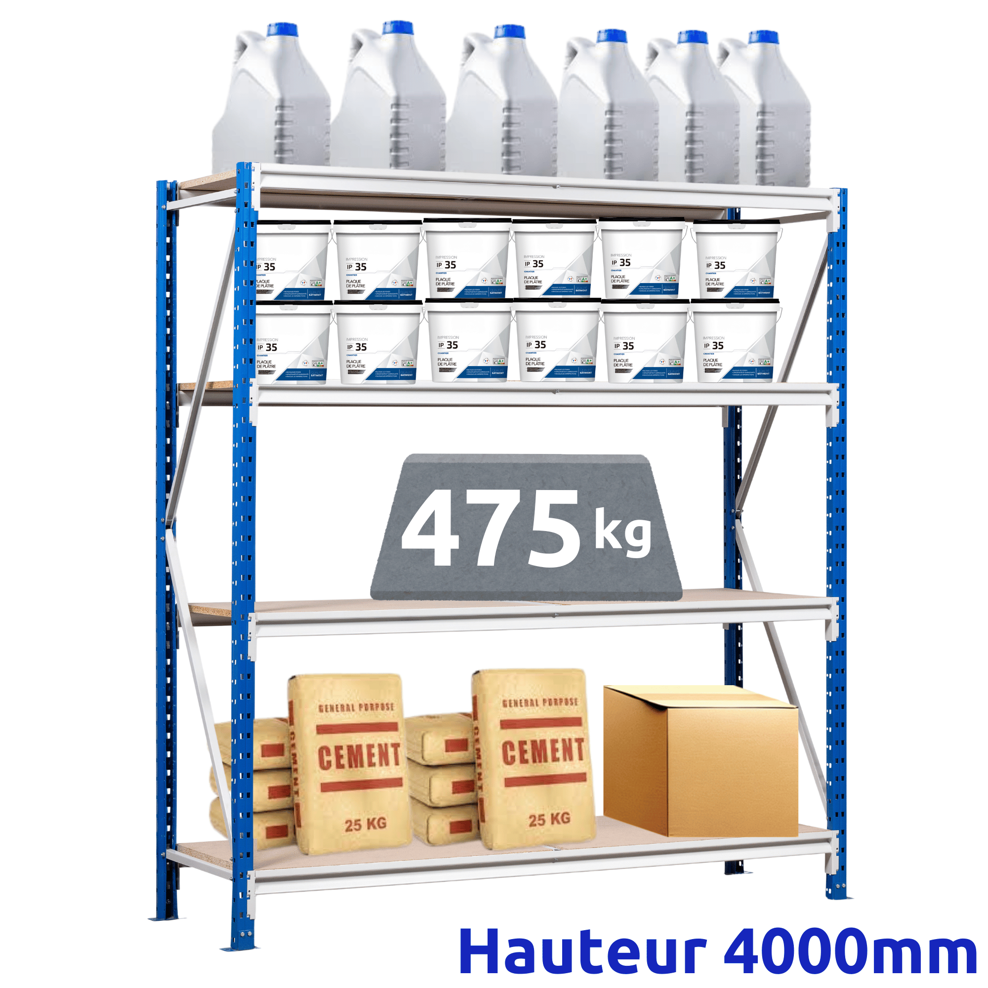 Rayonnage Mi-Lourd Z60 H4000mm | 475 Kg