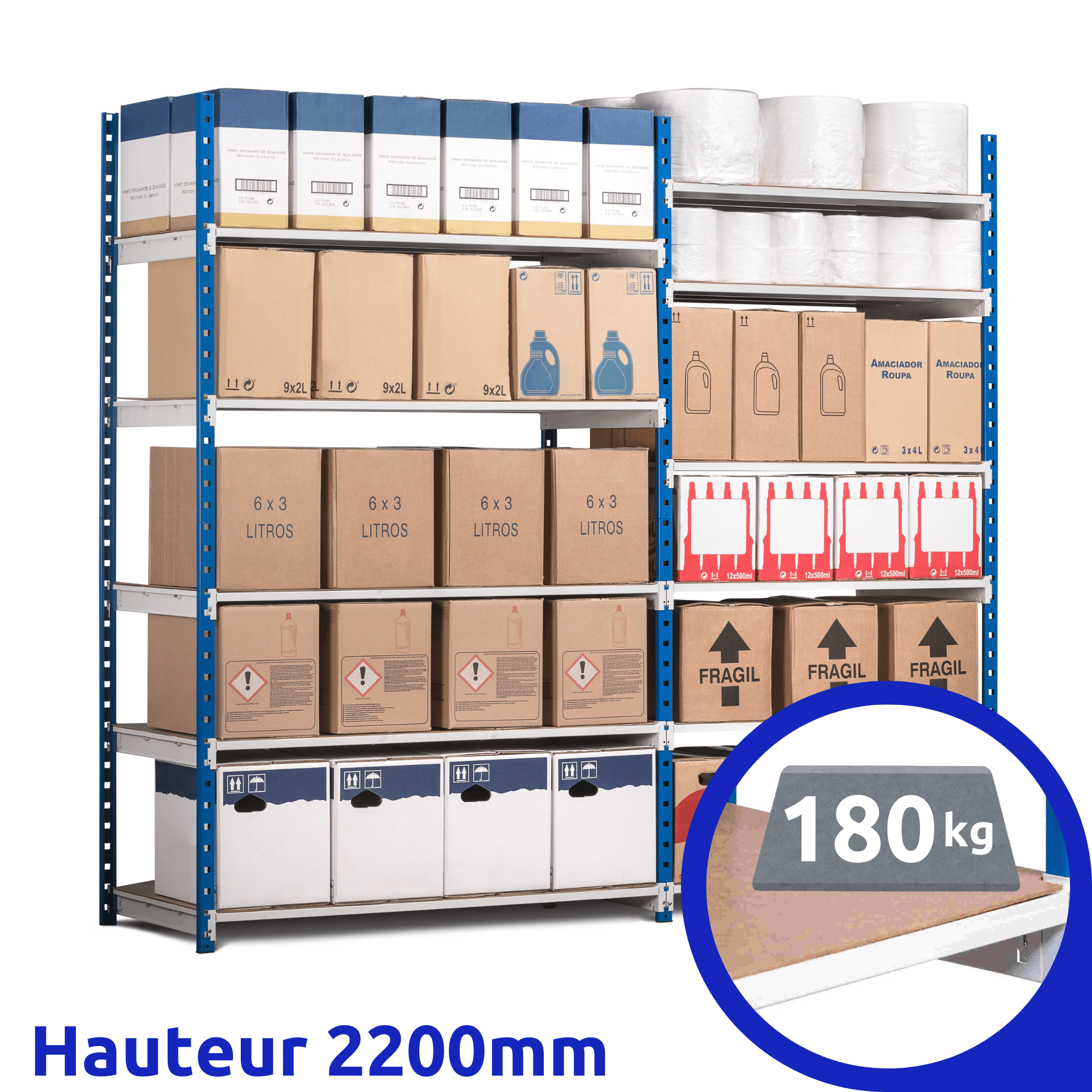 Rayonnage tubulaire Isorel bois ERUS | 2200mm - 180 Kg/niveau